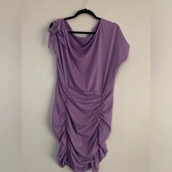 Purple Off Shoulder Ruffled Dress - Picture 2 of 4